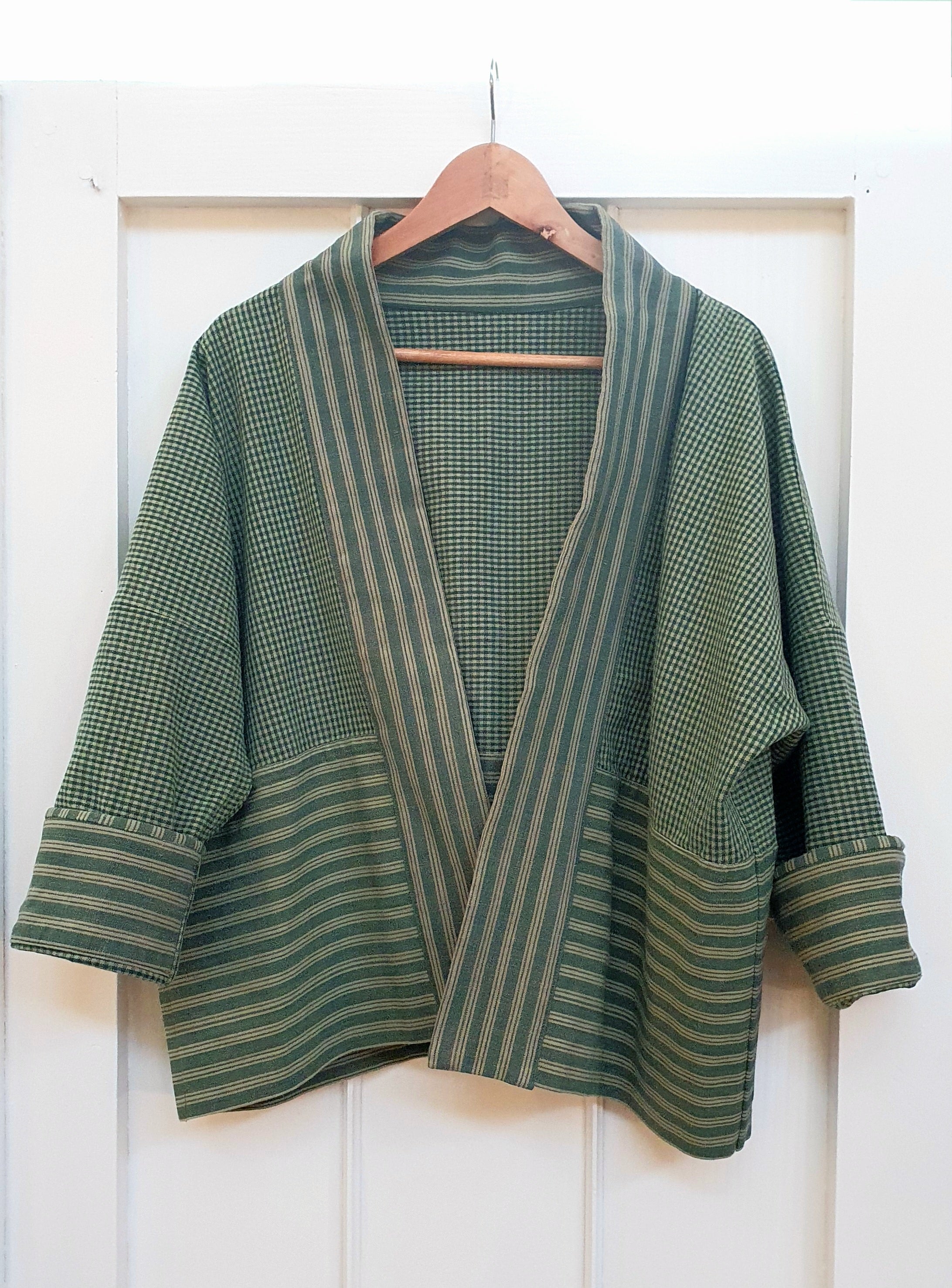 Haori Jacket in Green Vintage cloth