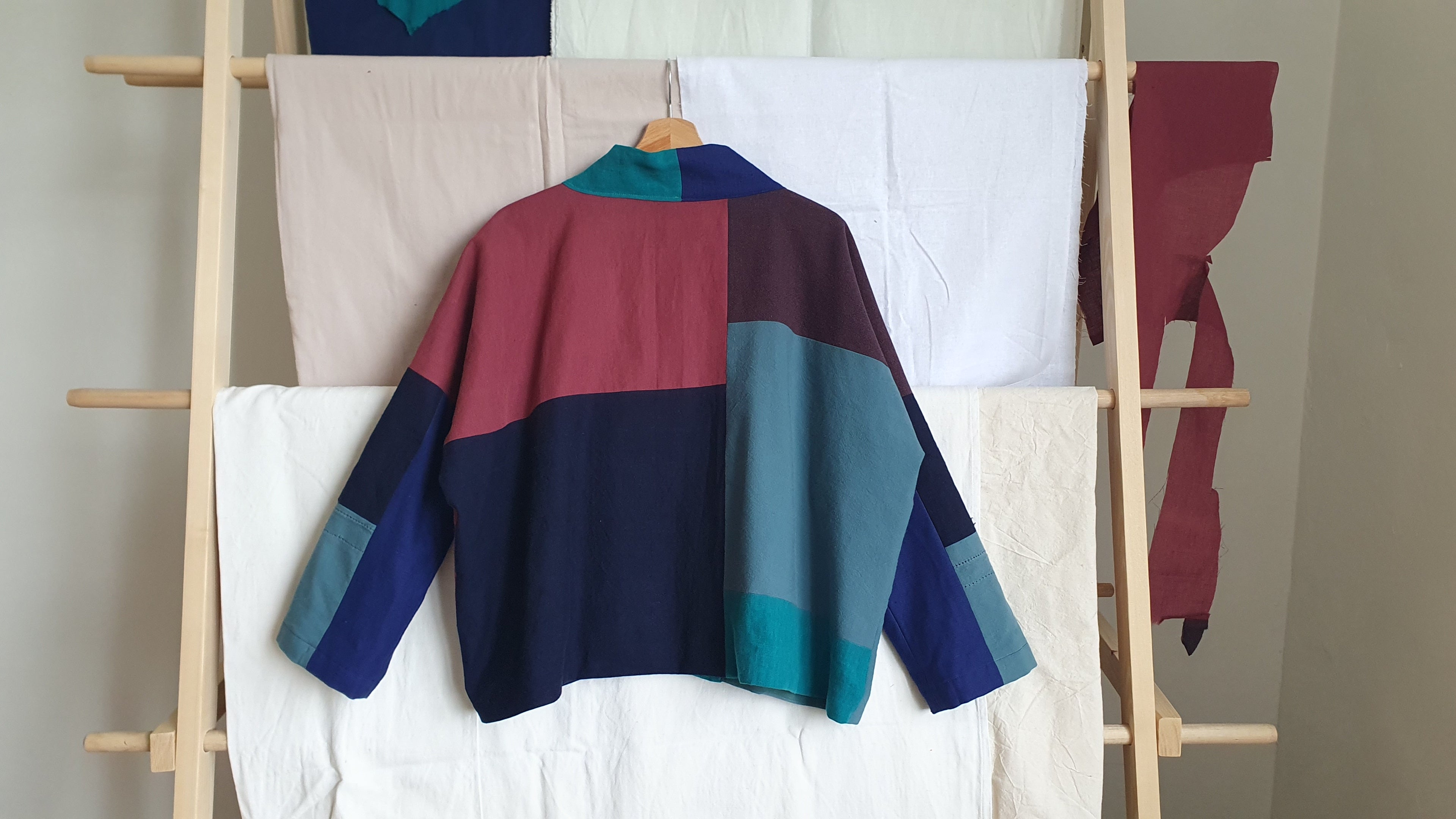 HAORI jacket maroon & teal