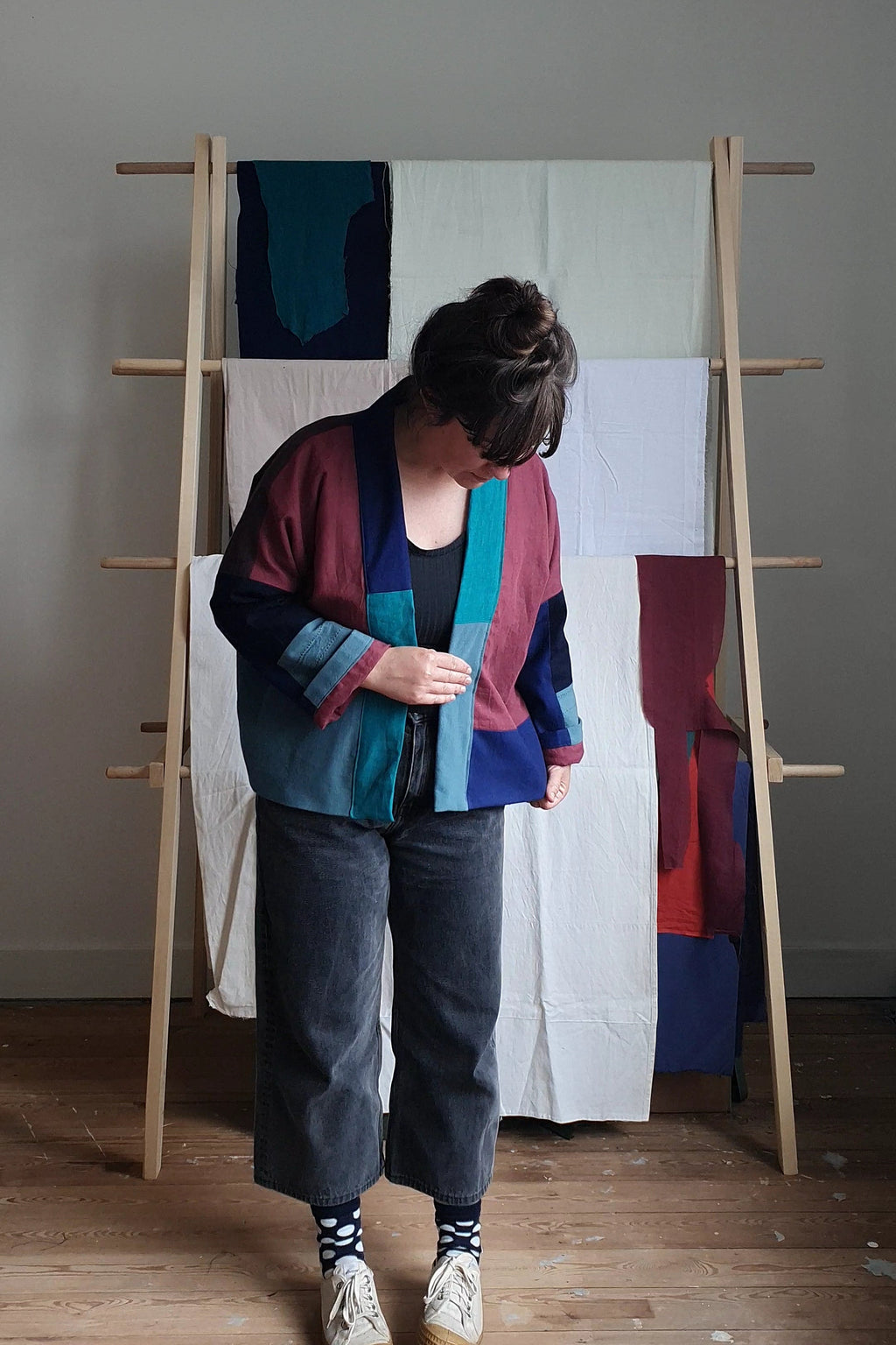 HAORI jacket maroon & teal